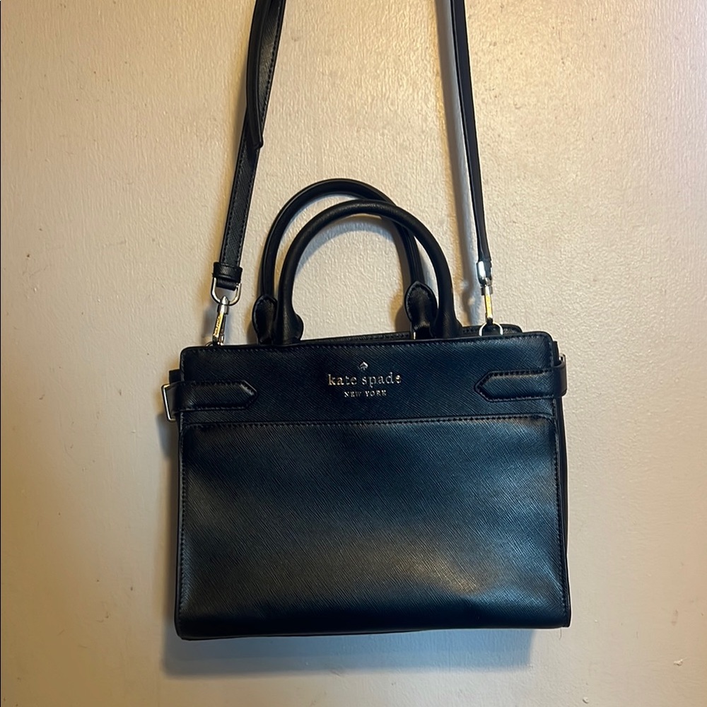 Kate Spade Madison Medium Black Satchel with Adjustable Strap